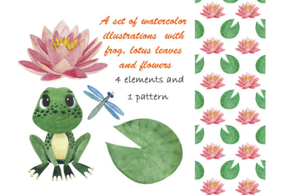Download Watercolor Illustrations with Lotus - Illustrations Collection