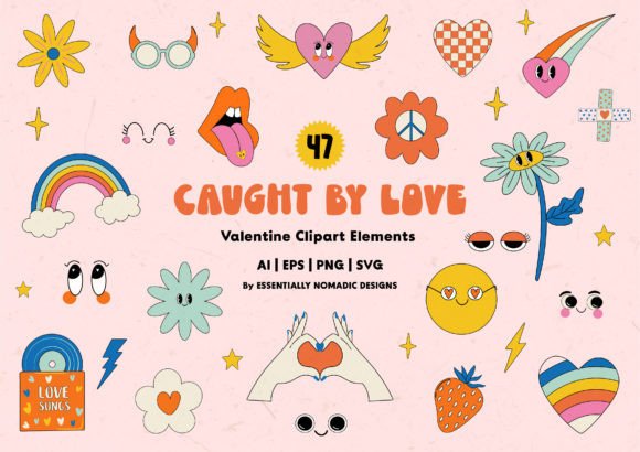 Download Valentines Day Groovy Clipart Bundle - Day Collection