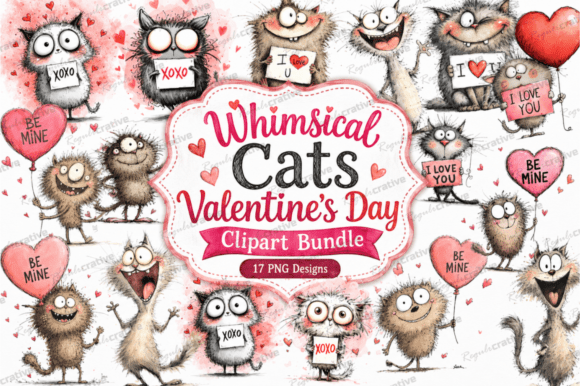 Download Cats Valentine's Day Clipart PNG Bundle - Day Collection