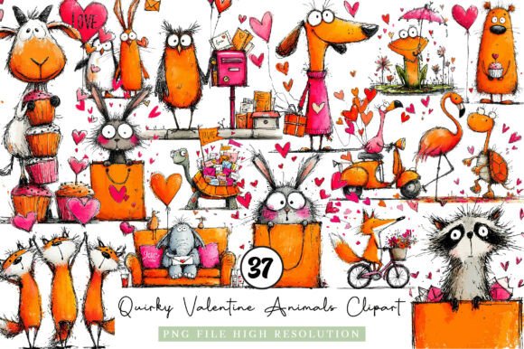 Download Quirky Playful Valentine Animals Clipart - Playful valentine Collection