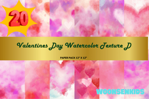 Download 20 Valentines Day Watercolor Texture D Png Kdp Digital Paper - Day Collection