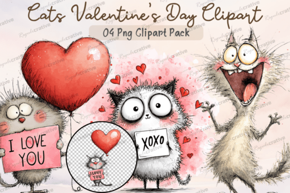 Download Cats Valentine's Day Clipart PNG, Cute - Day Collection