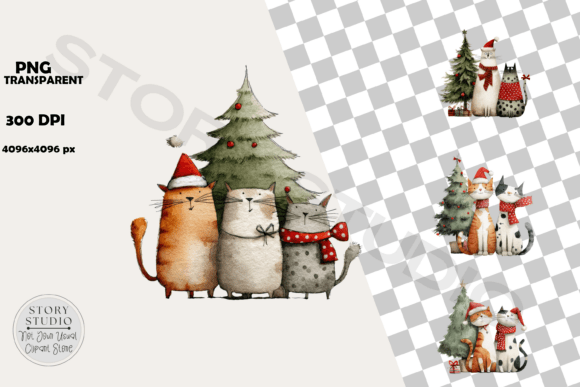 Download Cute Christmas Cats Festive Holiday Art - Day Collection