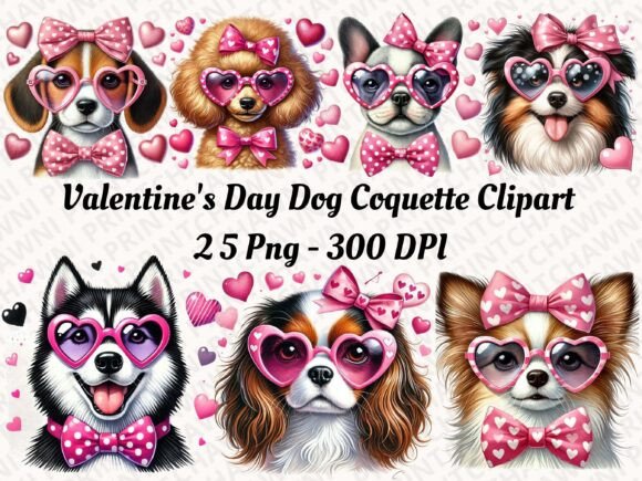 Download Valentine's Day Dog Coquette Clipart PNG - Day Collection