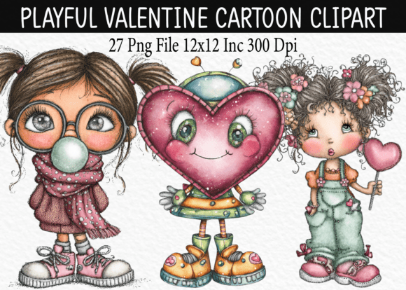 Download Playful Valentine Cartoon Clipart Bundle - Playful valentine Collection