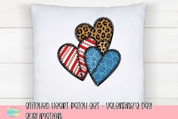 Download Stitched Heart Patch Set - Valentine's Day Sublimation - Day Collection
