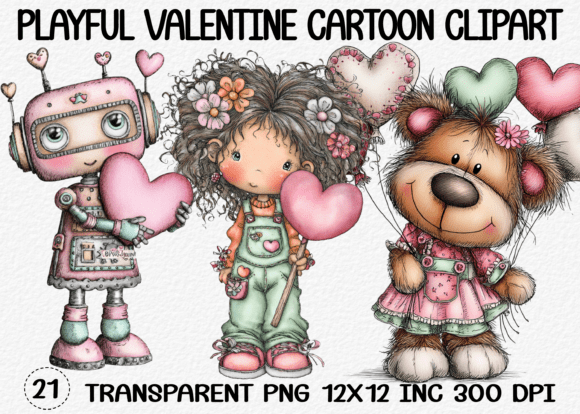 Download Playful Valentine Cartoon Clipart Bundle - Playful valentine Collection