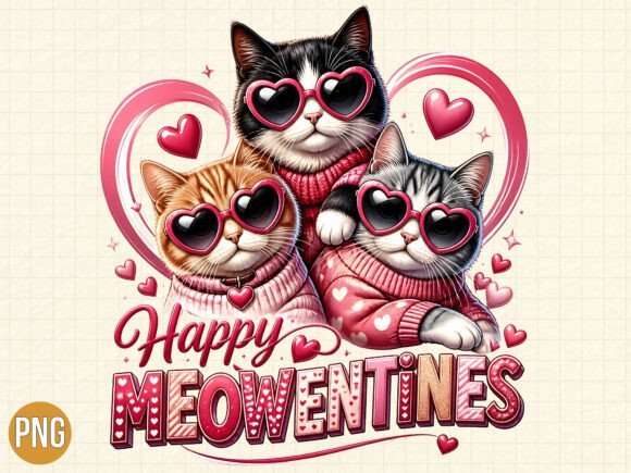 Download Cute Cat Happy Valentines Day PNG Shirt - Day Collection