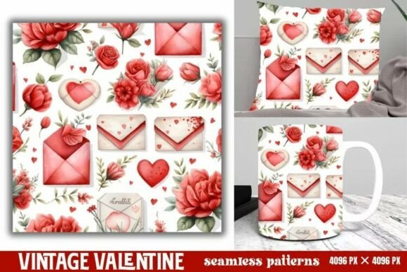 Download Vintage Valentines Day Seamless Pattern - Day Collection