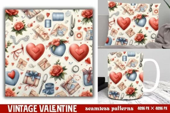 Download Vintage Valentines Day Seamless Pattern - Day Collection