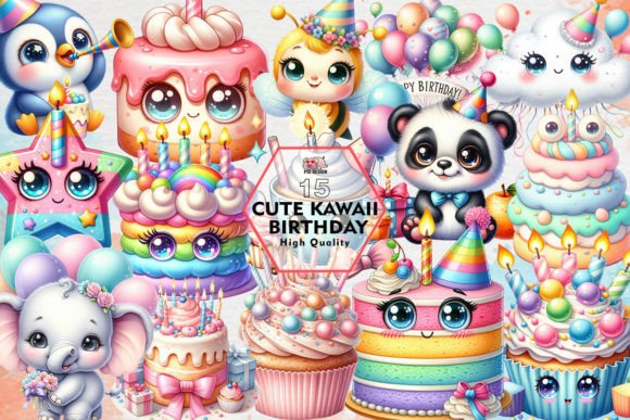 Download Cute Kawaii Birthday Sublimation Clipart - Day Collection