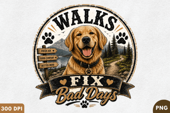 Download Walks Fix Bad Days PNG T-Shirt Design, F - Day Collection