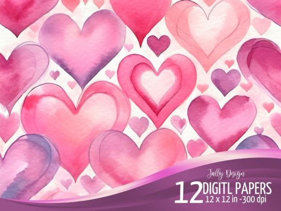 Download Watercolor Valentine's Day Hearts Design - Day Collection