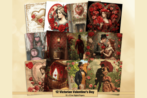 Download Victorian Valentine's Day Digital Papers - Day Collection
