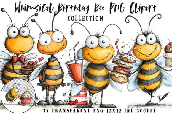 Download Whimsical Birthday Bee PNG Clipart - Day Collection