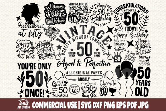 Download 50th Birthday SVG Bundle, Fifty Birthday - Day Collection