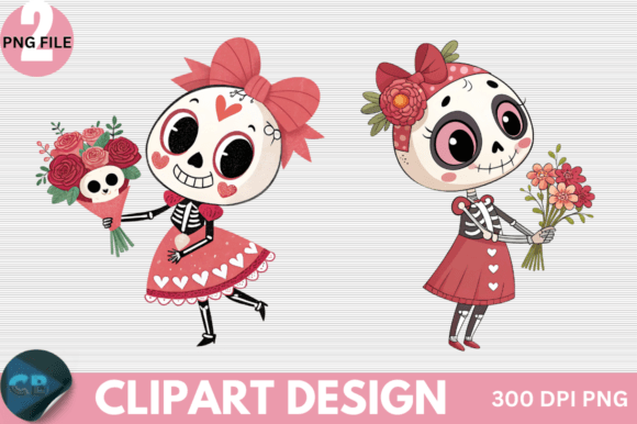 Download Funny Cute Valentine's Day Skeletons Cli - Day Collection