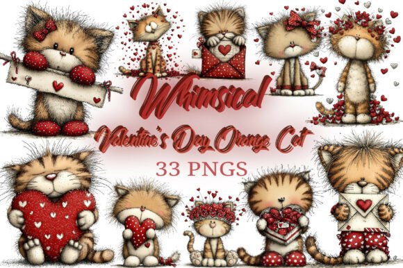 Download Valentine's Day Orange Cat Clipart Png - Day Collection