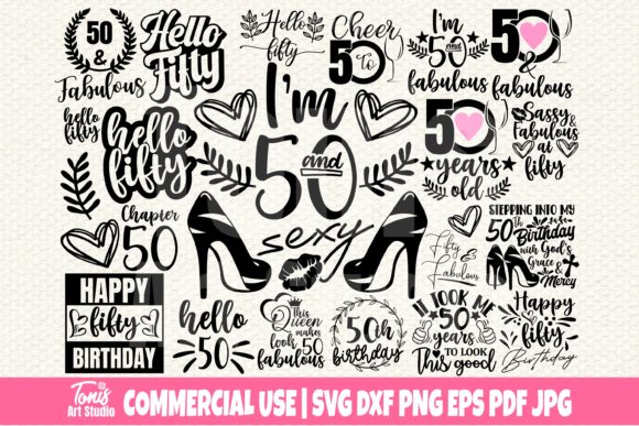 Download 50th Birthday SVG Bundle, Hello Fifty - Day Collection