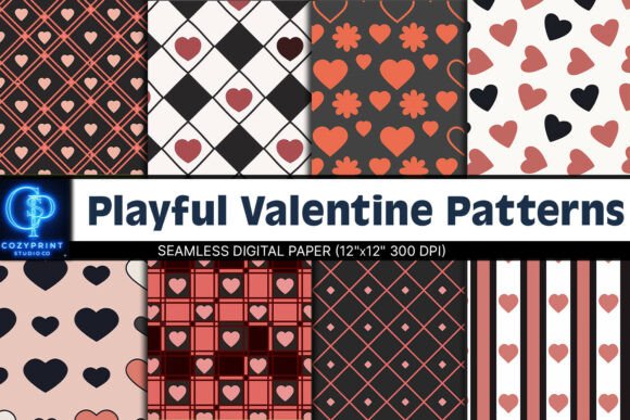 Download Playful Valentine Patterns Digital Paper - Playful valentine Collection